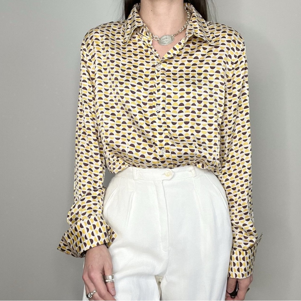 Vintage Silk women’s Button Down shirt sz M